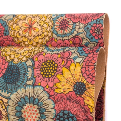 Chrysanthemums on cork fabric COF-395