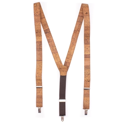 Tobacco Brown Adjustable cork straps men's SUSPENDER L-542-C