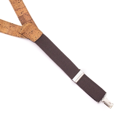 Tobacco Brown Adjustable cork straps men's SUSPENDER L-542-C