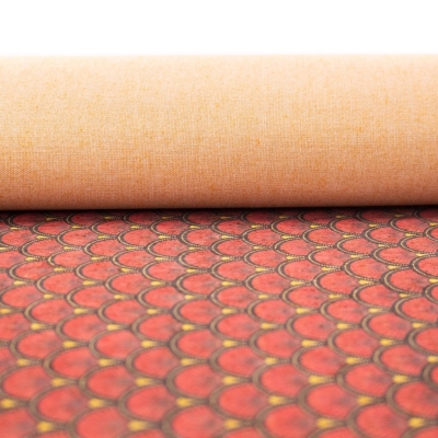 Red fan leaf patterned Cork Fabric COF-290