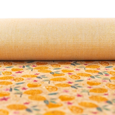 Fresh Lemon and daisy Cork Fabric- COF-133