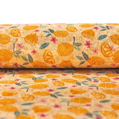 Fresh Lemon and daisy Cork Fabric- COF-133