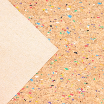 Rainbow Multi Color Natural Cork fabric COF-338-A