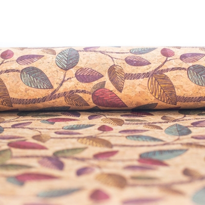 Colorful Leaves Natural Cork Fabric COF-204-A