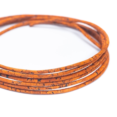 3mm Round orange Cork Cord COR-202 (10 meters)