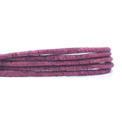 Red 3mm round cork cord COR-466 (10 meters)