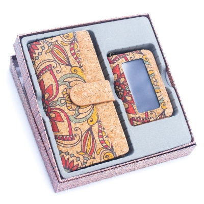 Natural Cork Gift Boxed Women's Wallet Set (2 pieces) HY-036