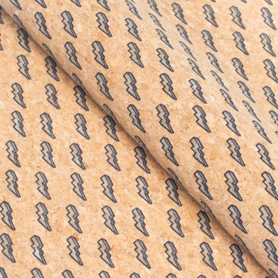 Thunderbolt printed cork fabric COF-406-C