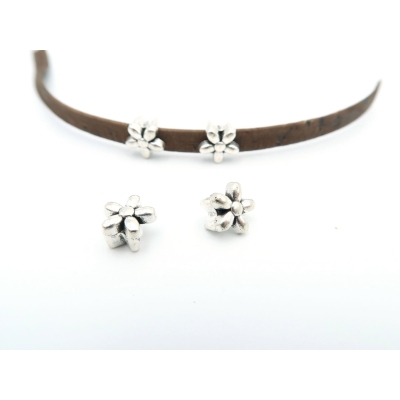 20 Pcs For 5mm flat leather, antique silver flower jewelry supplies jewelry finding D-1-5-3