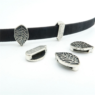 10 Pcs for 10mm flat leather, Antique Silver leaf beads jewelry supplies jewelry finding D-1-10-89