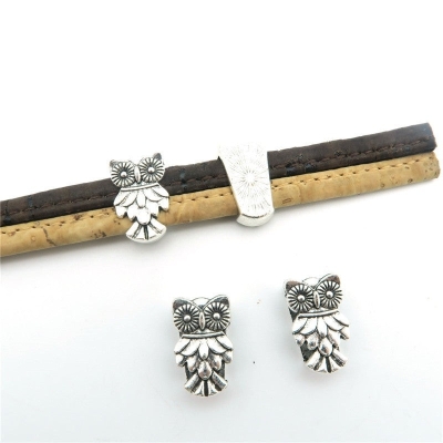 10 Pcs for 10mm flat leather, Antique Silver OWL beads jewelry supplies jewelry finding D-1-10-90