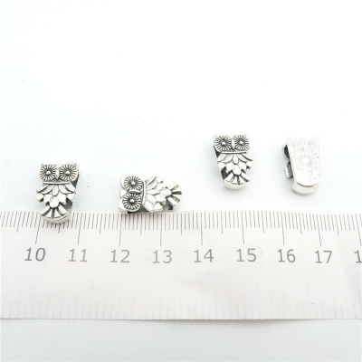 10 Pcs for 10mm flat leather, Antique Silver OWL beads jewelry supplies jewelry finding D-1-10-90