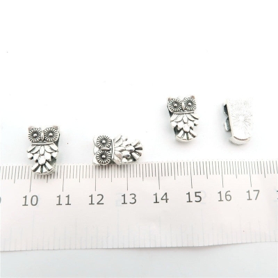 10 Pcs for 10mm flat leather, Antique Silver OWL beads jewelry supplies jewelry finding D-1-10-90