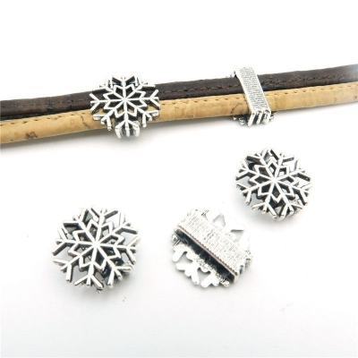 10 Pcs for 10mm flat leather, Antique Silver Snow beads jewelry supplies jewelry finding D-1-10-91