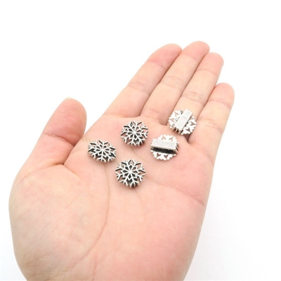 10 Pcs for 10mm flat leather, Antique Silver Snow beads jewelry supplies jewelry finding D-1-10-91