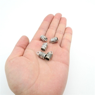 10Pcs for 7mm round leather ends clasp, antique silver, jewelry supplies jewelry finding D-6-5