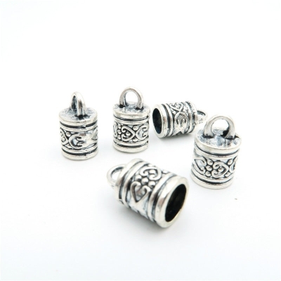 10Pcs for 7mm round leather ends clasp, antique silver, jewelry supplies jewelry finding D-6-5