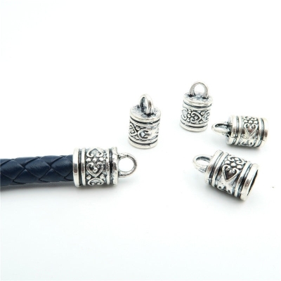 10Pcs for 7mm round leather ends clasp, antique silver, jewelry supplies jewelry finding D-6-5