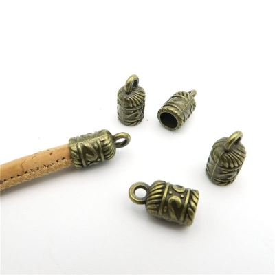 40Pcs for 5mm round leather ends clasp, antique brass jewelry supplies jewelry finding D-6-6