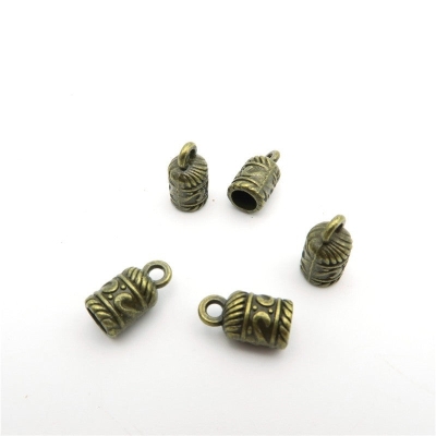 40Pcs for 5mm round leather ends clasp, antique brass jewelry supplies jewelry finding D-6-6