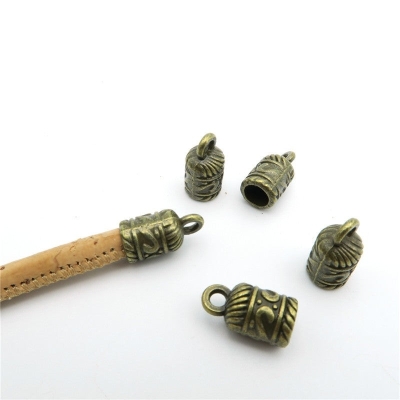 40Pcs for 5mm round leather ends clasp, antique brass jewelry supplies jewelry finding D-6-6