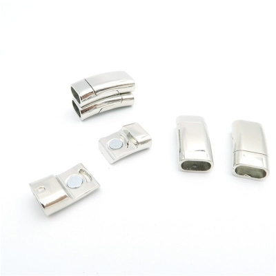 5Pcs for 10*5mm Flat/round leather magnet clasp, Antique Silver jewelry supplies jewelry finding D-6-15