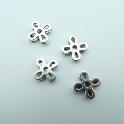 10 Pcs for 10mm flat leather, Antique Silver flower slider beads jewelry supplies jewelry finding D-1-10-126