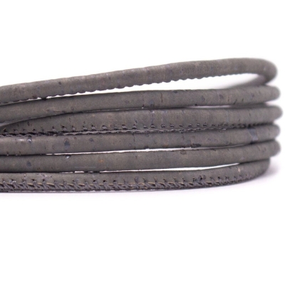 Gray 3mm round cork cord COR-191（10meters）