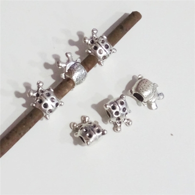 10 Pcs for 5mm round leather, Antique silver ladybug, jewelry supplies jewelry finding D-5-5-53