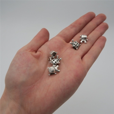 10 Pcs for 5mm round leather, Antique silver ladybug, jewelry supplies jewelry finding D-5-5-53