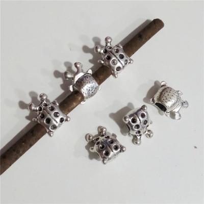 10 Pcs for 5mm round leather, Antique silver ladybug, jewelry supplies jewelry finding D-5-5-53