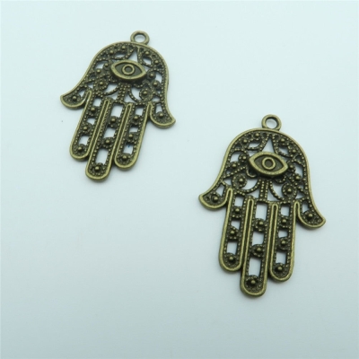 10pcs Fatima hand Pendants for necklace key chain antique brass Pendants Jewelry Findings & Components D-3-63