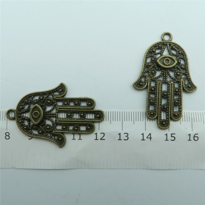 10pcs Fatima hand Pendants for necklace key chain antique brass Pendants Jewelry Findings & Components D-3-63