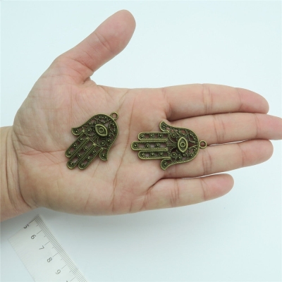 10pcs Fatima hand Pendants for necklace key chain antique brass Pendants Jewelry Findings & Components D-3-63