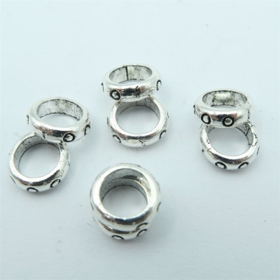 100PCS For 5mm/6mm leather antique silver zamak slider with dot, Jewelry supply, Findings Components D-5-5-66