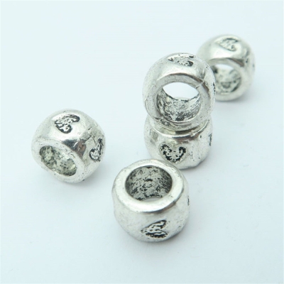 40pcs For 5mm leather antique silver zamak with love heart beads, Jewelry supply, Findings Components D-5-5-64