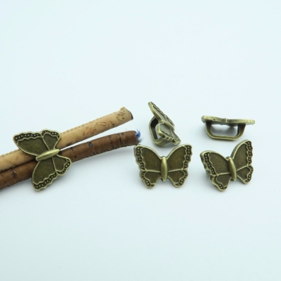 10pcs For 10x5mm leather Antique Brass butterfly Slider, bracelet findings, Leather Components D-2-5