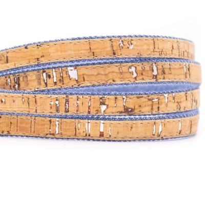 Natural cork & Denim 10mm flat cord COR-188(10meters)