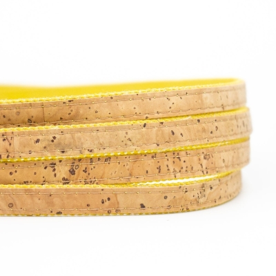 Natural cork & Yellow denim 10mm Flat cord COR-374(10meters)