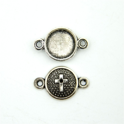 30 units Pendant antique sliver round cross connector charms Pendants Jewelry Findings & Components D-3-338