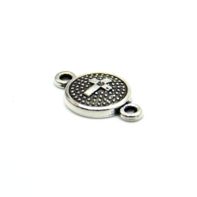 30 units Pendant antique sliver round cross connector charms Pendants Jewelry Findings & Components D-3-338