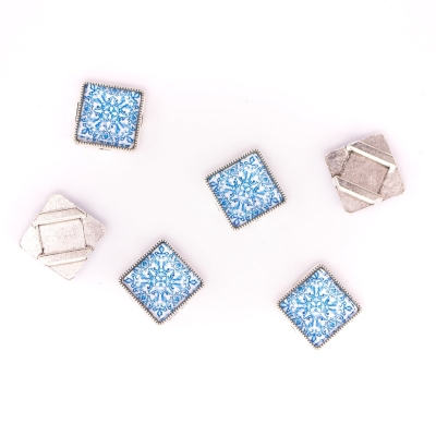 10units For 10mm flat cord slider with square Portuguese tiles for bracelet finding（17mm*17mm） D-1-10-232