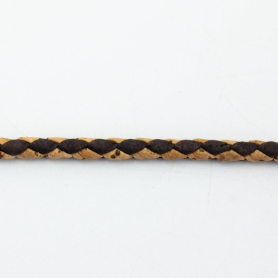 Braided natural with brown 3mm round Cork Cord COR-370（10meters）