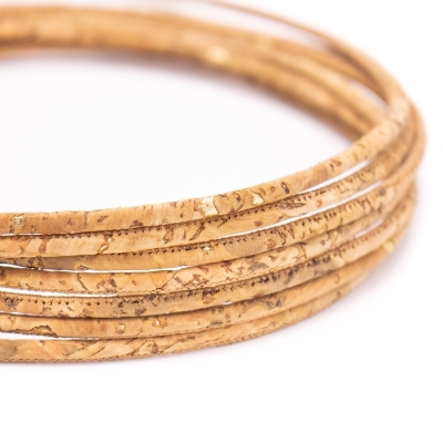 Natural & Gold 3mm Cork Cord COR-569(10 meters)