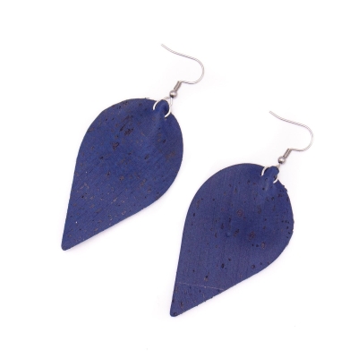 dark blue cork fabric Shapes for Earrings, Original handmade ladies earrings-ER-119-B