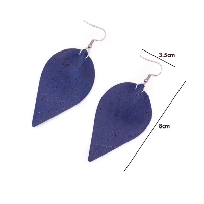 dark blue cork fabric Shapes for Earrings, Original handmade ladies earrings-ER-119-B