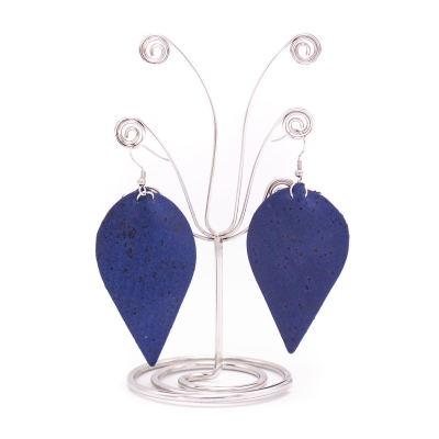 dark blue cork fabric Shapes for Earrings, Original handmade ladies earrings-ER-119-B