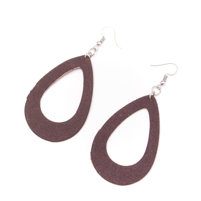 dark brown cork fabric Shapes for Earrings, Original handmade ladies earrings-ER-073-E