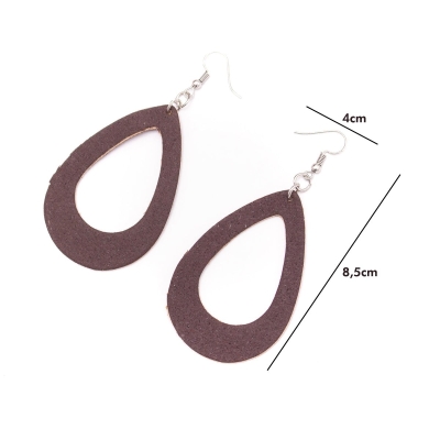 dark brown cork fabric Shapes for Earrings, Original handmade ladies earrings-ER-073-E