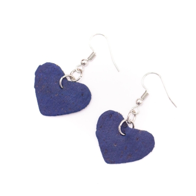 Blue heart Earrings, Original handmade ladies earrings-ER-072-E